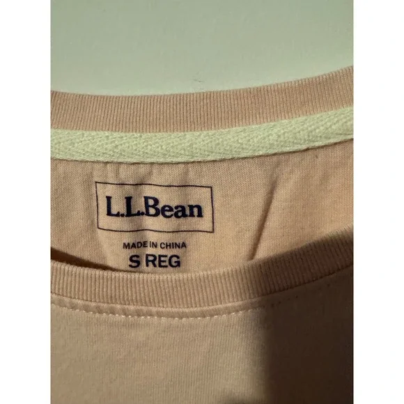 LL Bean Womens Pajama Set Peach Graphic Long Sleeve Top Plaid Pants Small - Picture 3 of 3